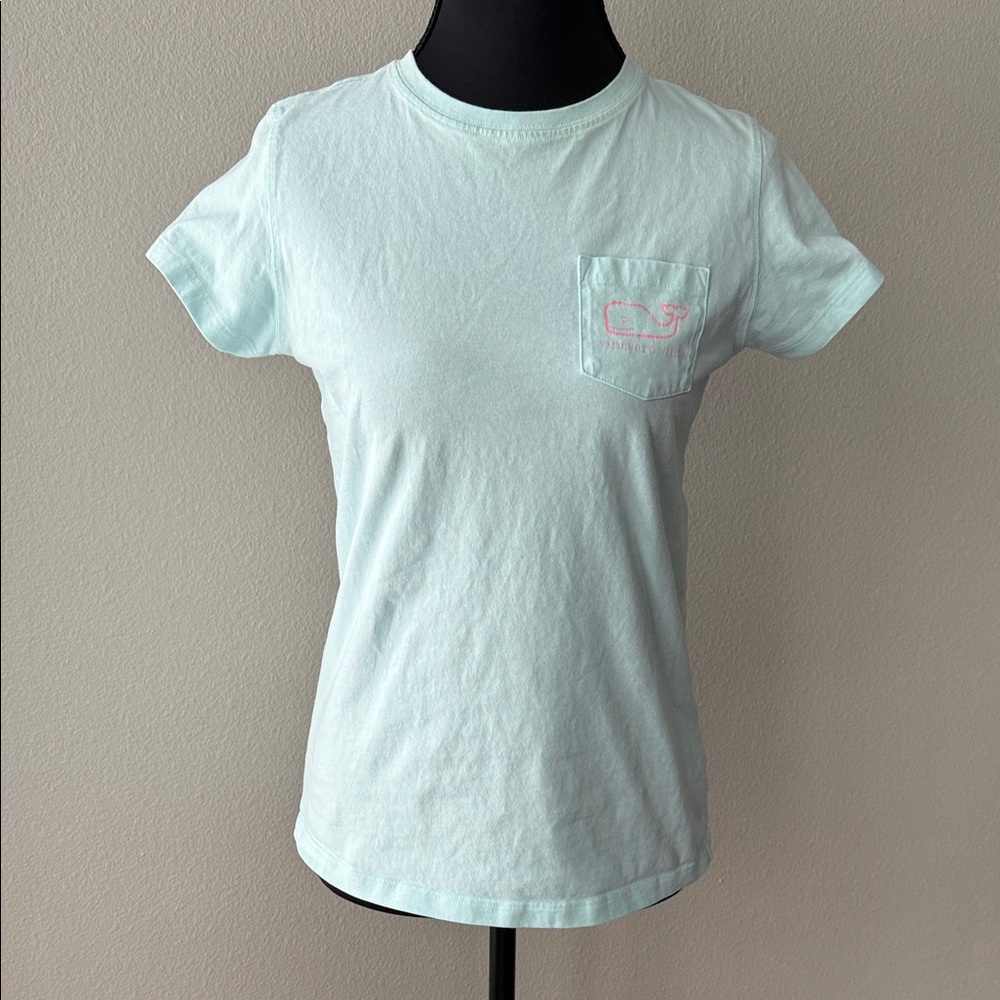 Vineyard Vines Light aqua  T-Shirt with Pink Whale